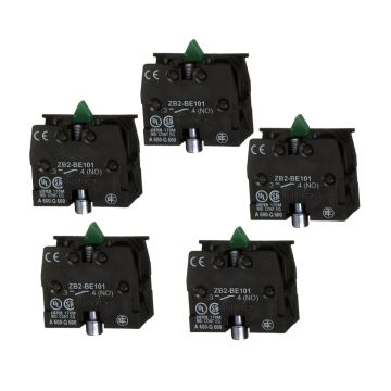 5Pcs Push Button Switch Contact Block 600V 10A ZB2-BE101 For Schneider