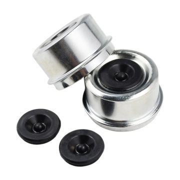 2PCS 2.44" Trailer Axle Dust Cap Cup Grease Cover Hub with 2 Rubber Plugs, Trailer Axle Wheel Hub and Bearing Dust Cap forh Dexter