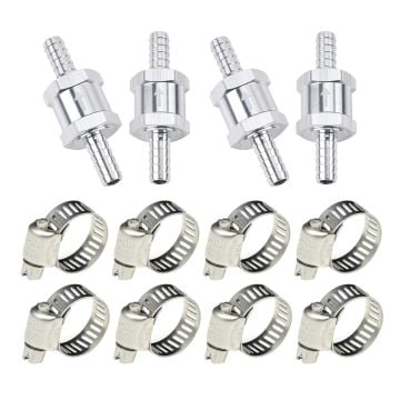 4 Pcs Check Valve 8 Pcs Hose Clamp Set 5/16-MD For Carburettor Low Pressure Systems