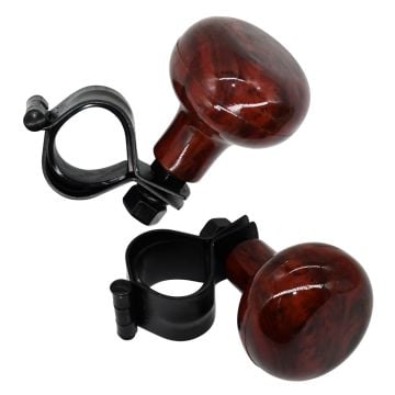 2Pcs Woodgrain Steering Wheel Spinner Knob with Power Handles