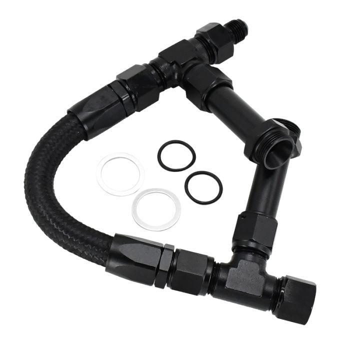 Universal 4150 7/8 Black Fuel Line Kit Dual Inlet 8 AN Male Flare to  Braided Stainless Steel Carburetor for Holley